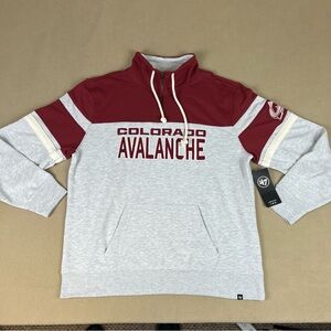 47 Brand NHL Colorado Avalanche Quarter Zip Sweatshirt. Mission Red, Mens Sz XXL